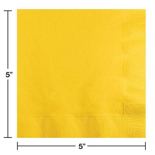 Bulk Party Decor School Bus Yellow Beverage Napkins 3 ply, 50/Pkg