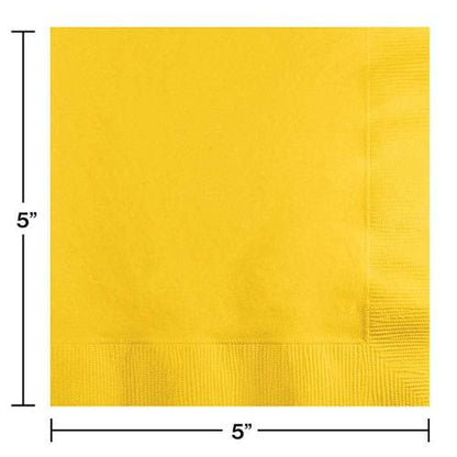 Bulk Party Decor School Bus Yellow Beverage Napkins 3 ply, 50/Pkg