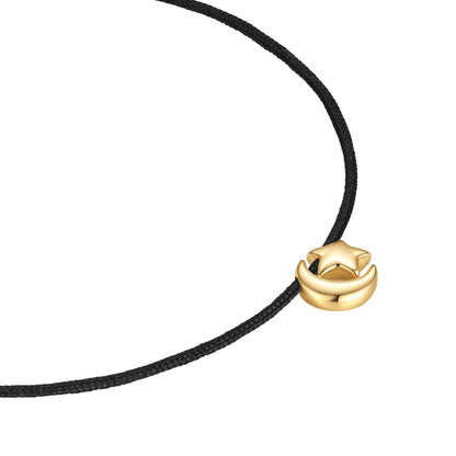 Schwarzes Textil-Armband mit Mond/Sterne gold