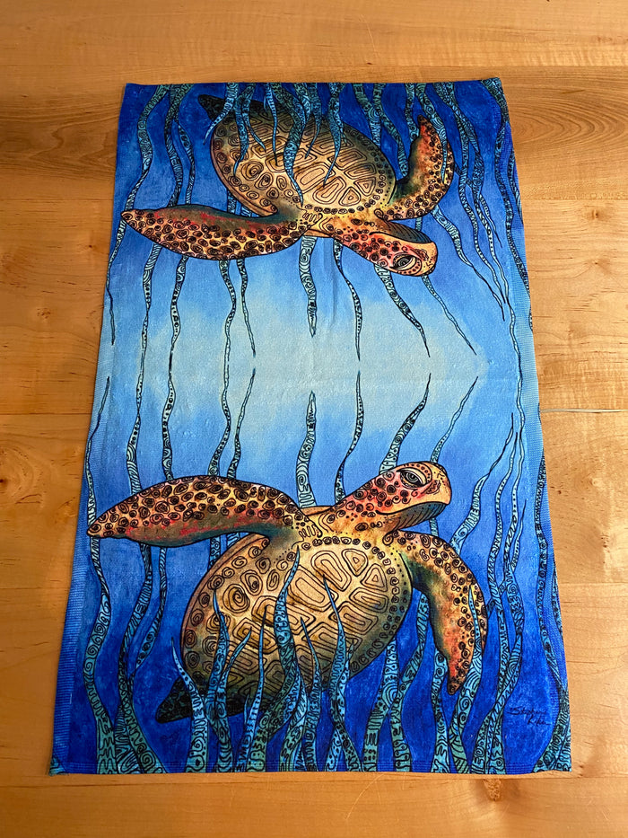 Sea Grass Turtle  Hand Towel