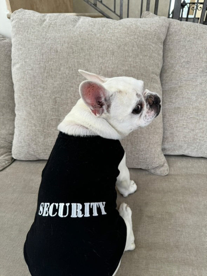 Security Black & White Embroidered Dog T-Shirt