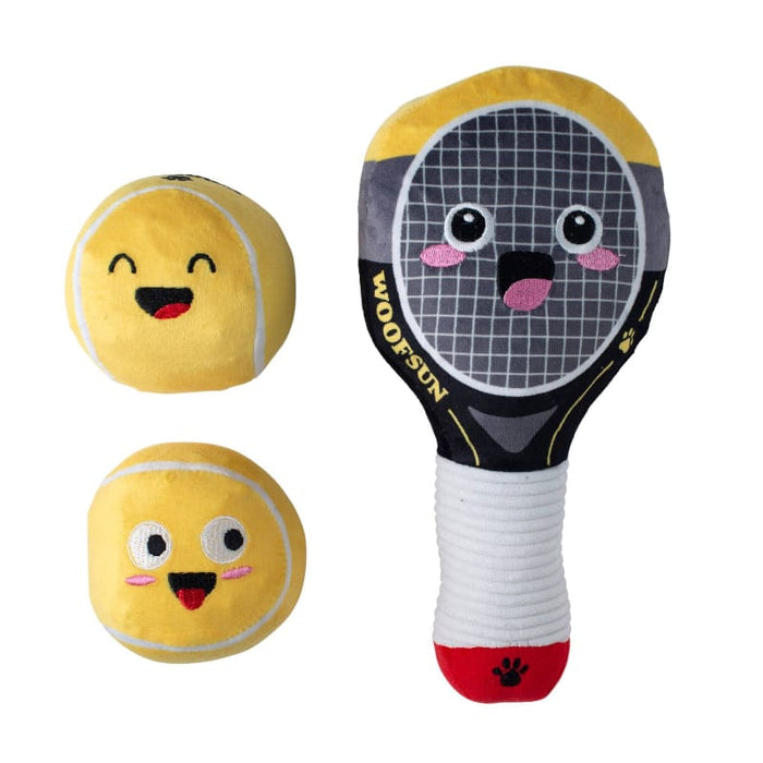 Petshop by Fringe Studio dog toys Serving Aces Tennis Sports Plush Squeaky Dog Toy Set - 3 Pc