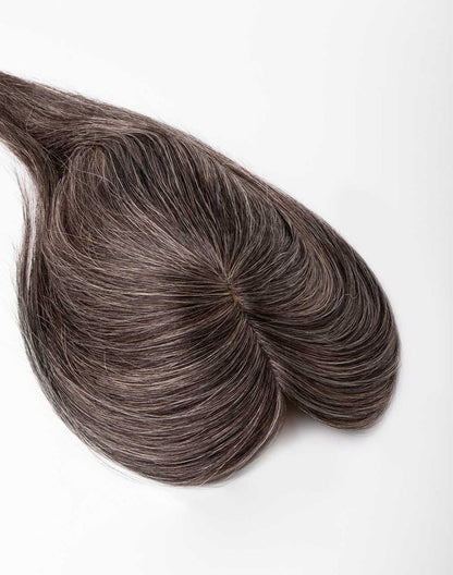 sherry top piece clip-in extension in dark natural grey