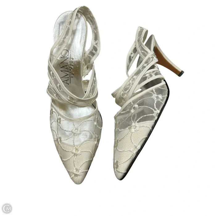 Shoes Heels Kitten By Amano In White, Size: 9