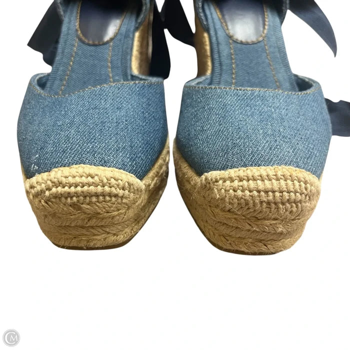 Shoes Heels Wedge By Zara In Blue & Tan, Size: 5.5