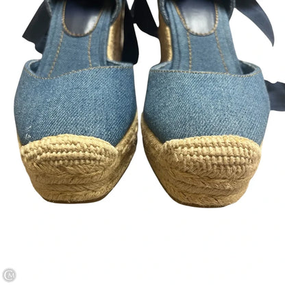 Shoes Heels Wedge By Zara In Blue & Tan, Size: 5.5