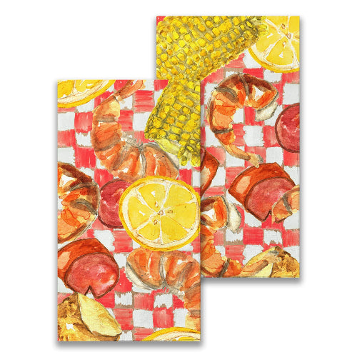 French Graffiti Shrimp Boil Guest Towel