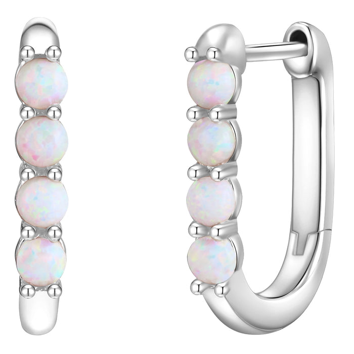 Silber Creolen Opal (synth.)