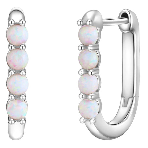 Silber Creolen Opal (synth.)