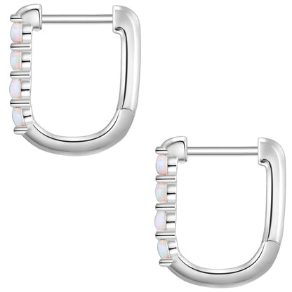 Silber Creolen Opal (synth.)