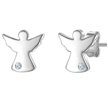 Silberne Engel-Ohrstecker mit Lab Grown Diamond