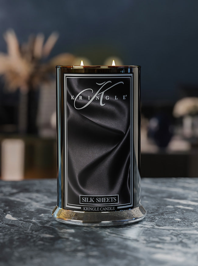 Silk Sheets Large candle Jar on kitchen counter - Kringle Candle Company