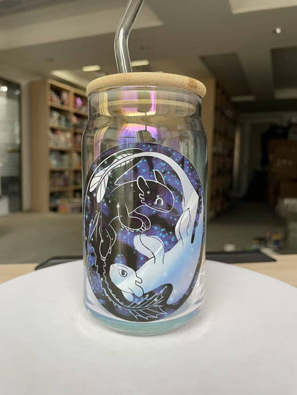 Silver Buffalo How to Train Your Dragon Night & Light 16oz Iridescent Glass