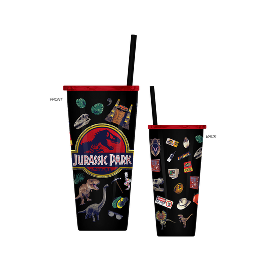 Silver Buffalo Jurassic Park Logo & Icons 22oz Double Walled Stainless Steel Tumbler