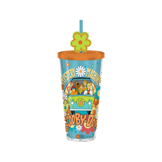 Silver Buffalo Scooby Doo Mystery Machine Flowers 24oz Plastic Cold Cup