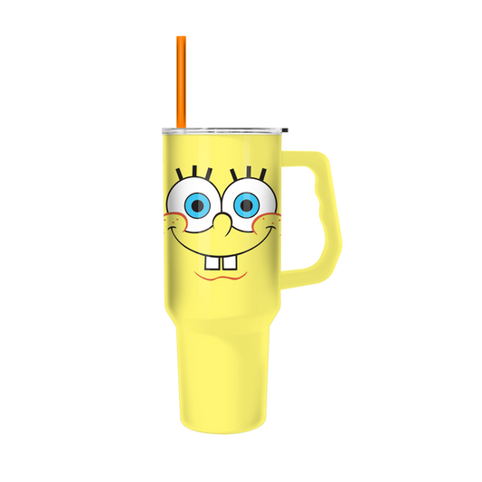 Silver Buffalo Sponge Bob - Big Face 40oz Stainless Steel Tumbler w Handle