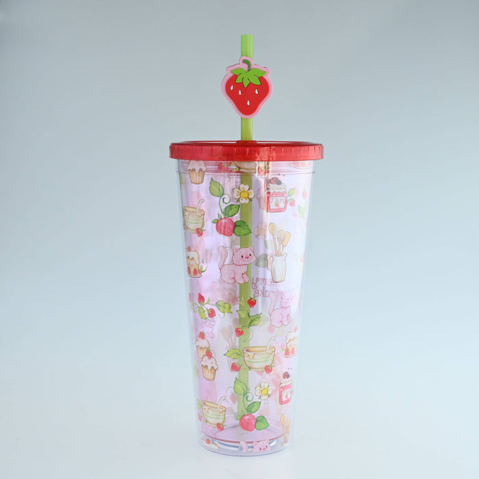 Silver Buffalo Strawberry Shortcake Berry Vines 24oz Plastic Cold Cup w Lid