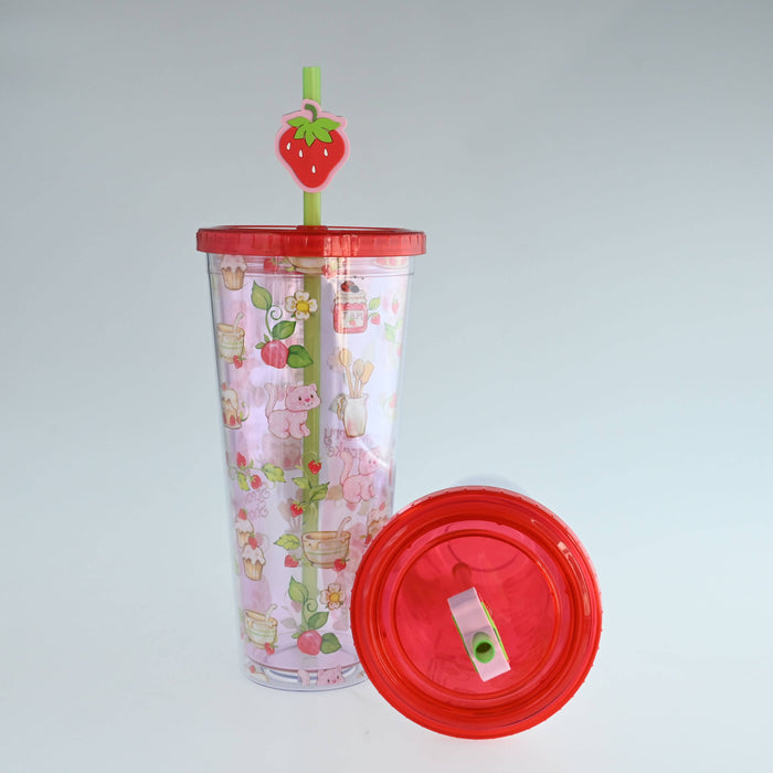 Silver Buffalo Strawberry Shortcake Berry Vines 24oz Plastic Cold Cup w Lid