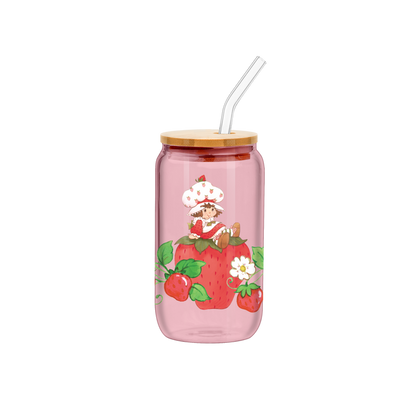 Silver Buffalo Strawberry Shortcake Sitting Strawberry 16oz Glass Tumbler