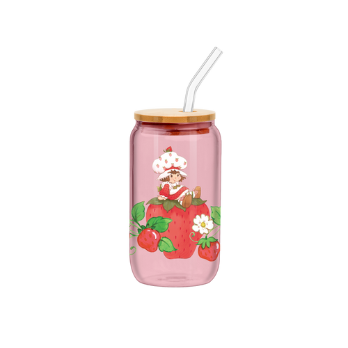 Silver Buffalo Strawberry Shortcake Sitting Strawberry 16oz Glass Tumbler