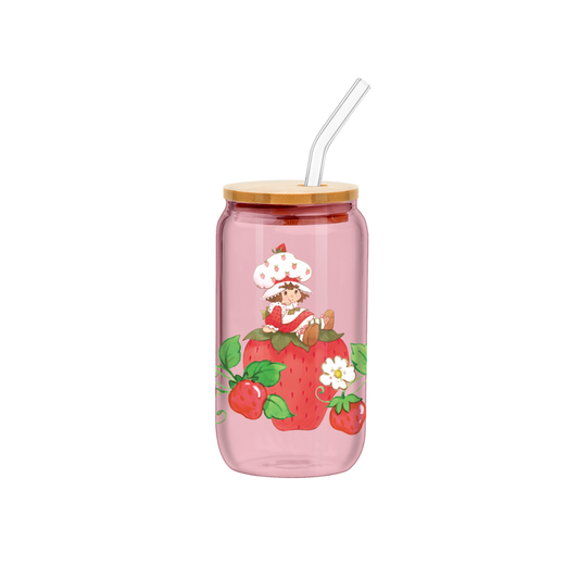 Silver Buffalo Strawberry Shortcake Sitting Strawberry 16oz Glass Tumbler