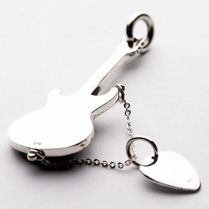 The back of the silver guitar pendant, showing the .925 hallmark stamp.