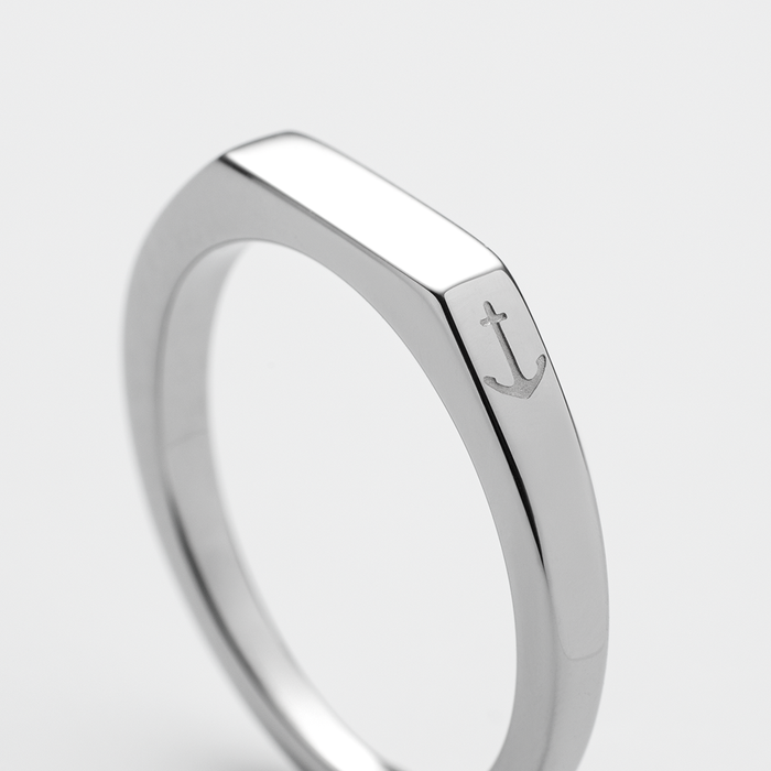 Men's Slim Signet Ring Silber