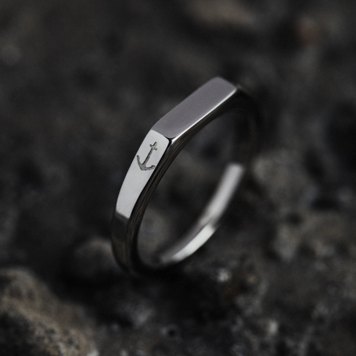 Men's Slim Signet Ring Silber
