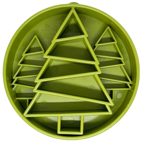 SodaPup Pine Trees eBowl Enrichment Slow Feeder Bowl Green 8"