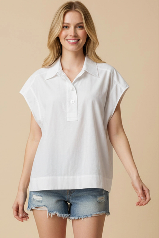 Solid Cap Sleeve Blouse Top