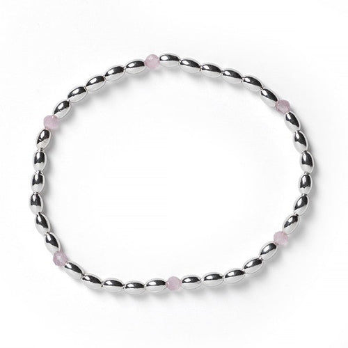 Southern Gates® 3mm Rice Bead Elastic Bracelet with Pink Quartz Beads (100715)