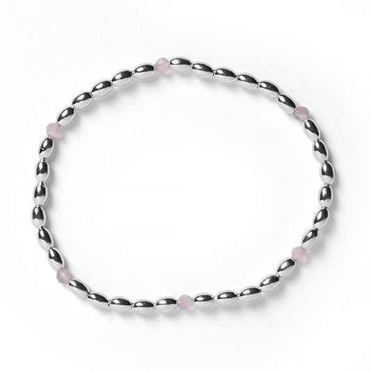 Southern Gates® 3mm Rice Bead Elastic Bracelet with Pink Quartz Beads (100715)