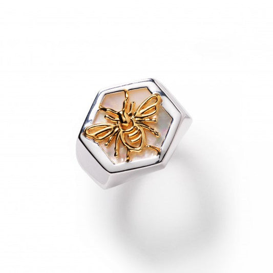 Southern Gates Sterling  Mother of Pearl Bee Ring Size 7
