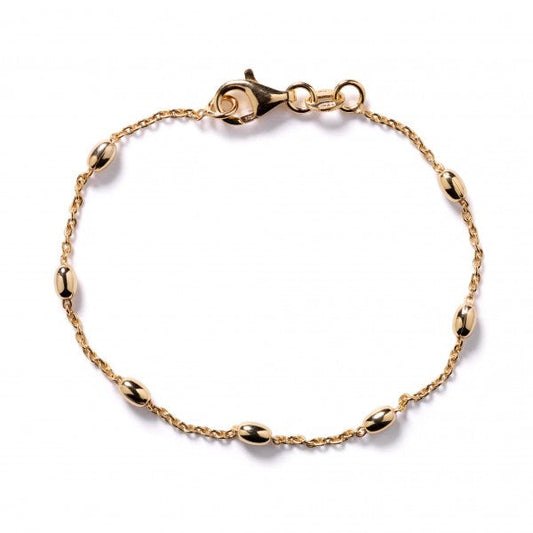 Southern Gates Sterling Silver Gold Plate Rice Bead Satellite Bracelet 7" Inches (101830)