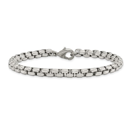 Stainless Steel Polished Fancy Box Bracelet 8.25"