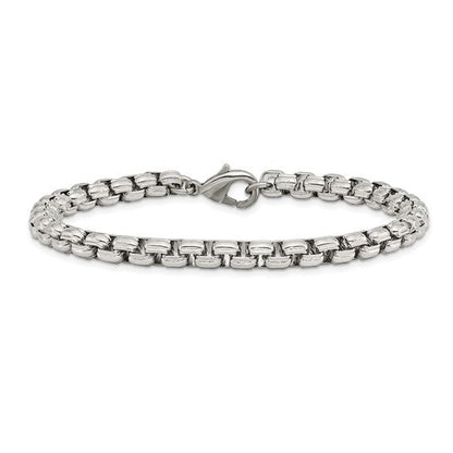 Stainless Steel Polished Fancy Box Bracelet 8.25"