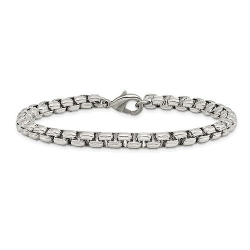 Stainless Steel Polished Fancy Box Bracelet 8.25"