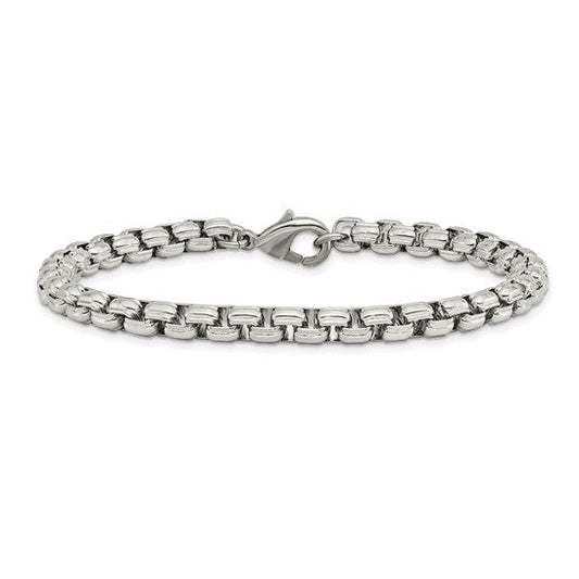 Stainless Steel Polished Fancy Box Bracelet 8.25"