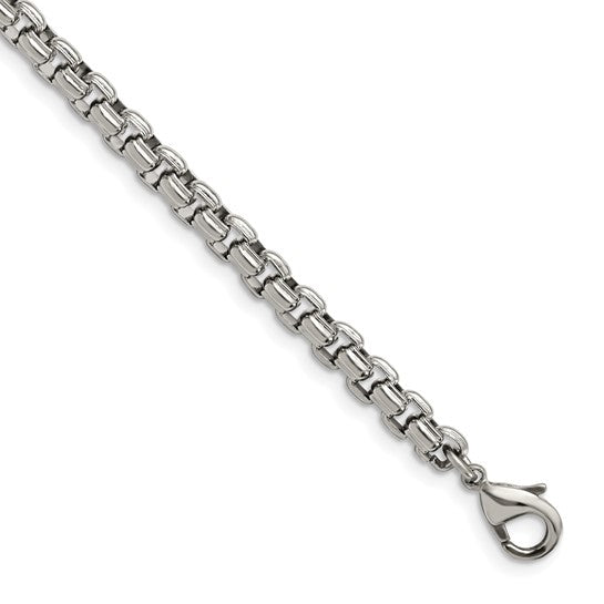 Stainless Steel Polished Fancy Box Bracelet 8.25"