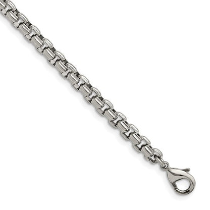 Stainless Steel Polished Fancy Box Bracelet 8.25"