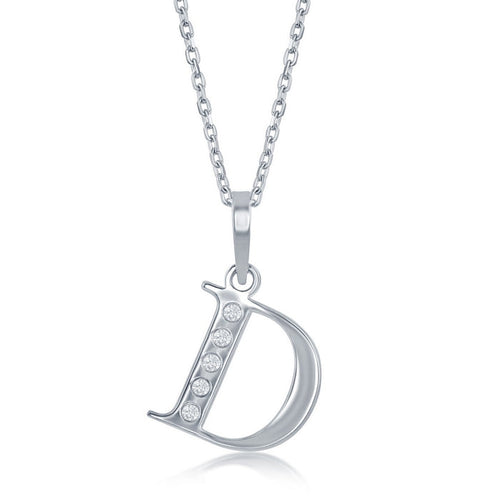 Sterling Silver 0.03cttw Diamond 'D' Initial Pendant