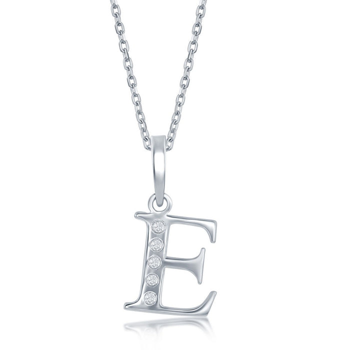 Sterling Silver 0.03cttw Diamond 'E' Initial Pendant