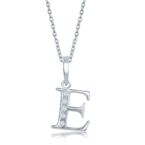 Sterling Silver 0.03cttw Diamond 'E' Initial Pendant