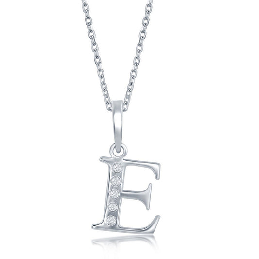 Sterling Silver 0.03cttw Diamond 'E' Initial Pendant