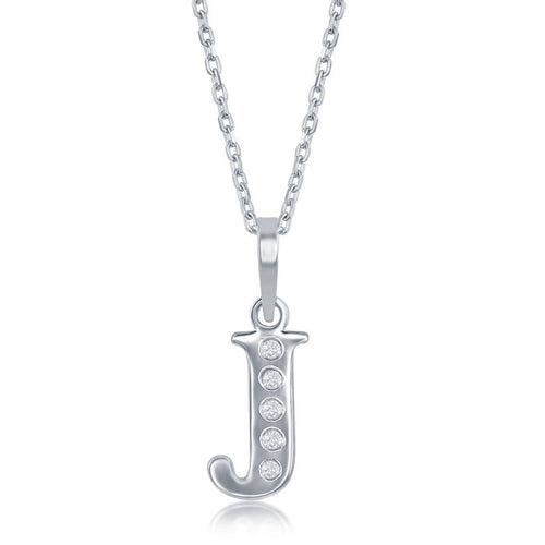 Sterling Silver 0.03cttw Diamond 'J' Initial Pendant