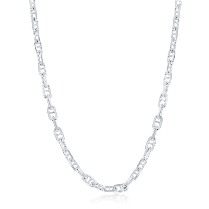 Sterling Silver 4.6mm Anchor Marina Chain Rhodium Plated