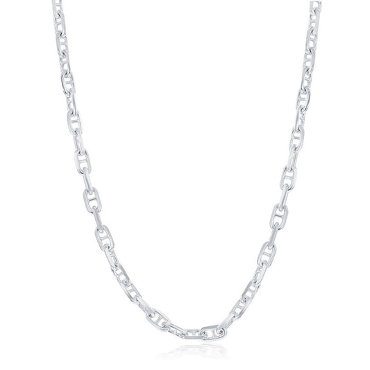 Sterling Silver 4.6mm Anchor Marina Chain Rhodium Plated