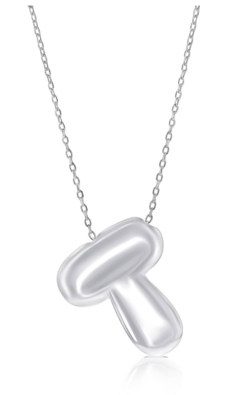 Sterling Silver, Bubble 'T' Initial Necklace 16+2 (101185)