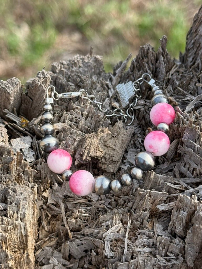 Sterling Silver Desert Rose Beaded Bracelet