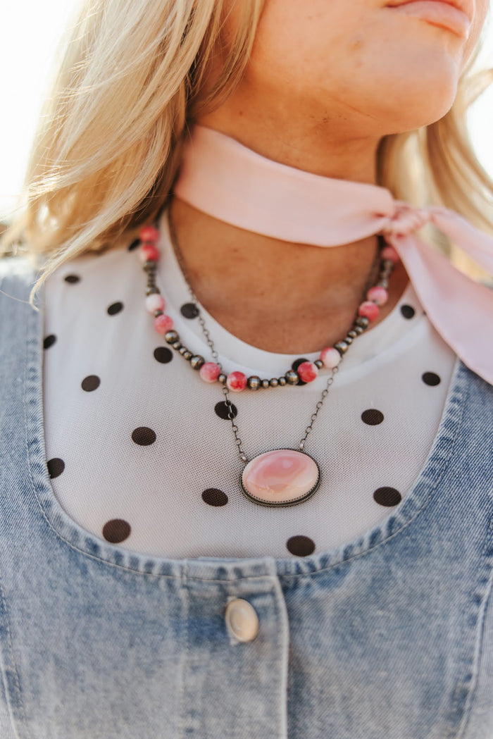 Sterling Silver Desert Rose Beaded Necklace